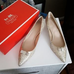 Gold Glitter Coach Monroe Kitten Heels